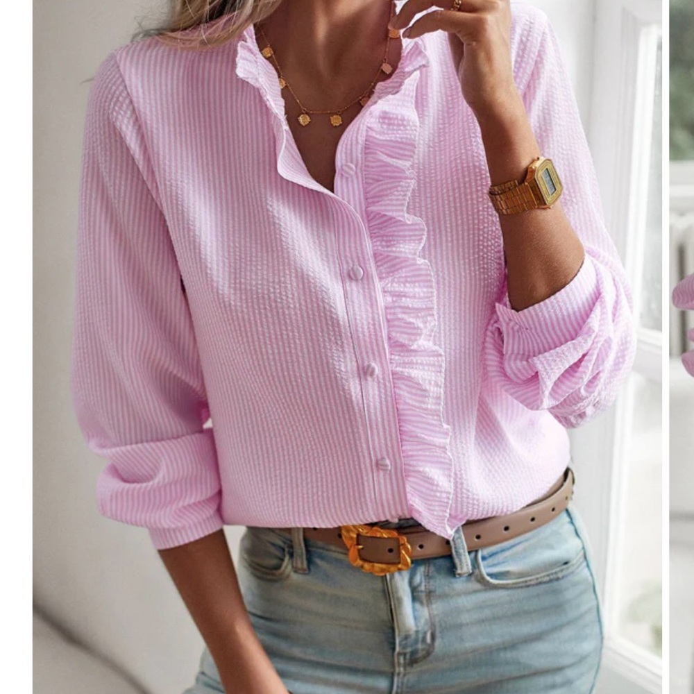 Ruffled long sleeve shirt